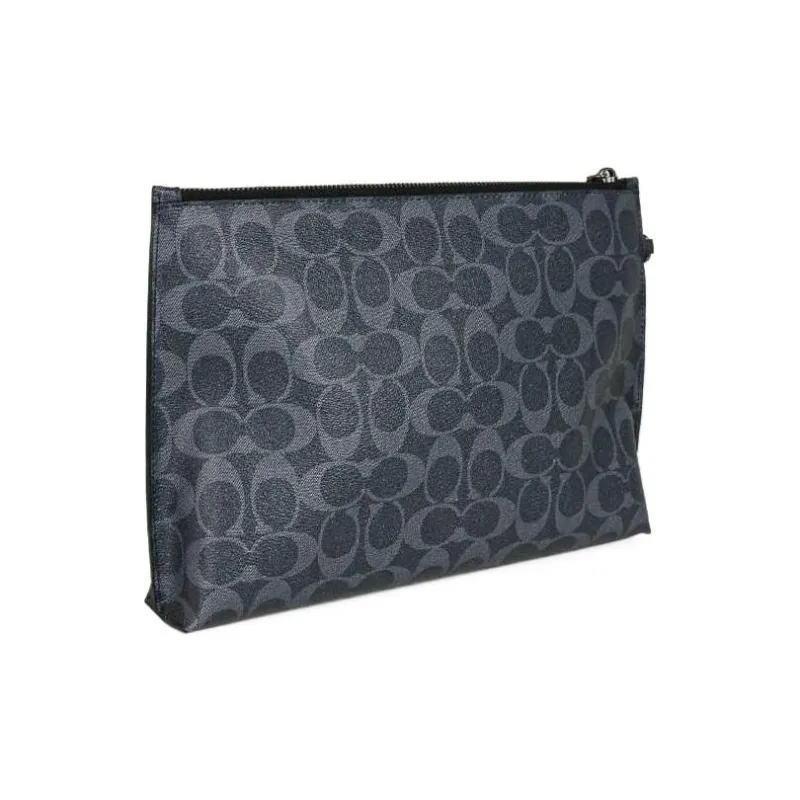 COACH Pouch Canvas With Leather Wrist Bag Clutch Tubas Men's Denim Blue-1