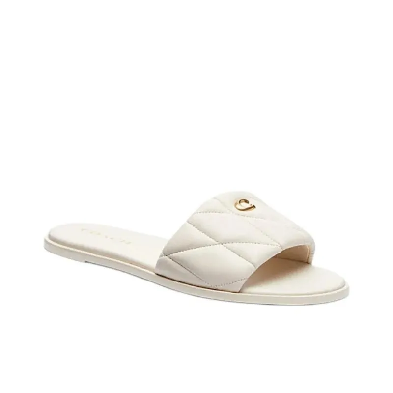 COACH Logo-plaque Leather Slides-2