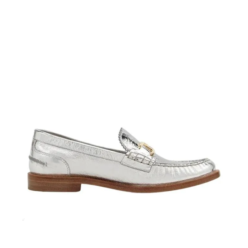 FENDI Metallic-finish Slip-on Loafers-1