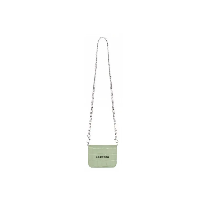 Balenciaga Calfskin Wallet Crossbody Bag Shoulder Bag Women's Cyan-3