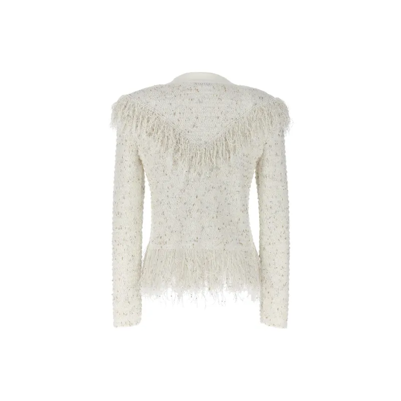 BALMAIN Fringed Metallic Cardigan-1