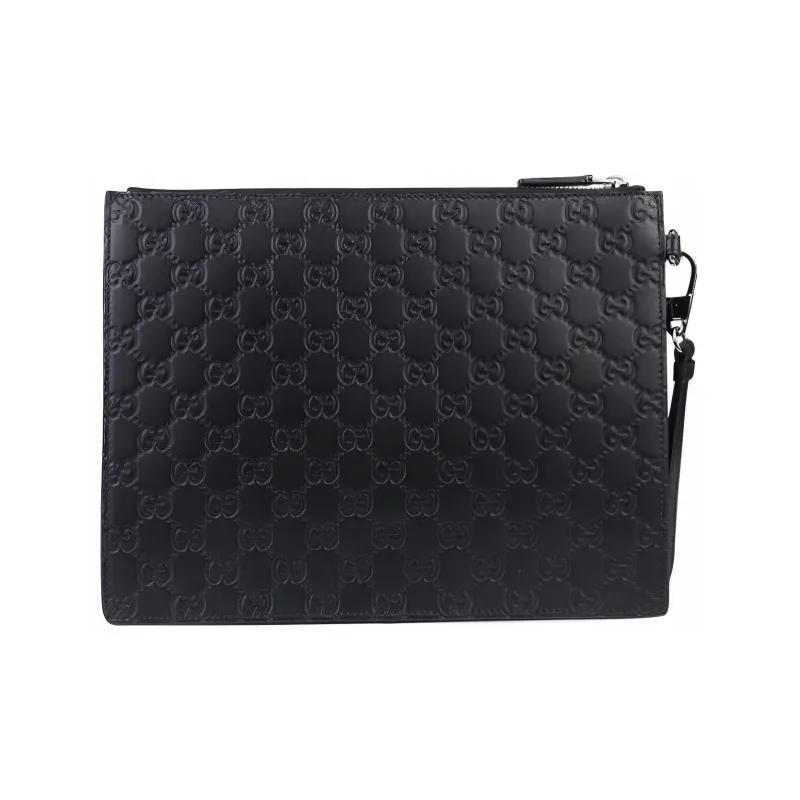 GUCCI Cow Leather Clutch Large Size Men's Black-2
