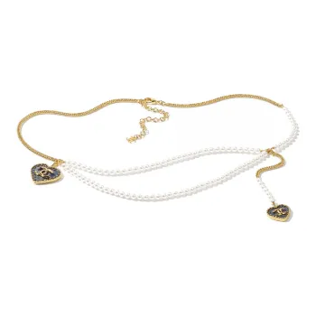 CHANEL Metal, Artificial Pearl Waist Chains Women's White/Gold 