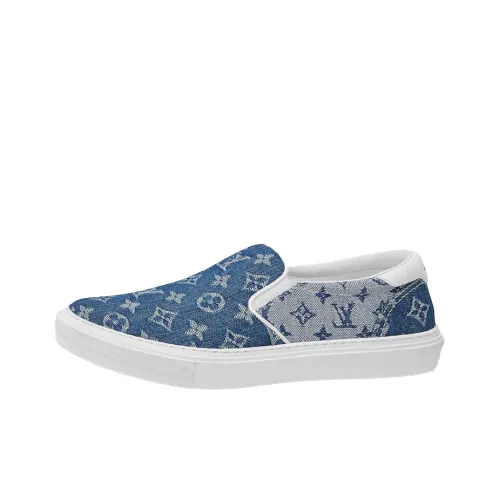 LOUIS VUITTON Trocadero Skateboard Shoes Men Low-Top Blue/White