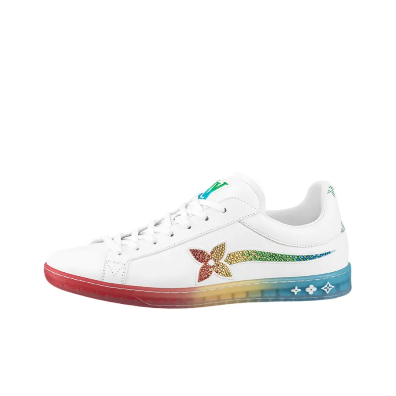 LOUIS VUITTON Luxembourg Samothrace Low Top Stylish Skateboarding Shoes Men's White Multicolor-0
