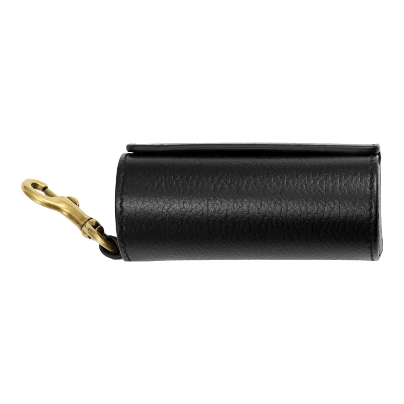 Balenciaga Grain Cow Leather Lipstick Bag Necklace Pouch Women's Black-5