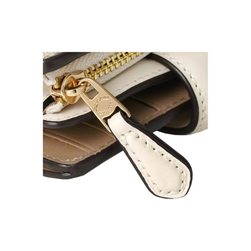 COACH Corner Zip Canvas With Leather Wallet Medium Size Women's Light Khaki-4