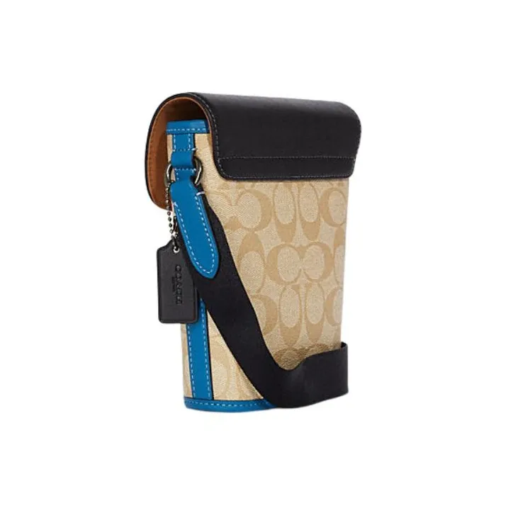 COACH Track Cow Leather Shoulder Bag, Crossbody Bag Trumpets Men's Black/Blue/Beige-1