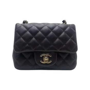 CHANEL Classic Flap CF Lambskin Shoulder Bag, Crossbody Bag Mini Women's Dark Brown
