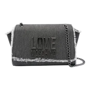 LOVE MOSCHINO Cotton Shoulder Bag, Crossbody Bag Women's Black & Gray