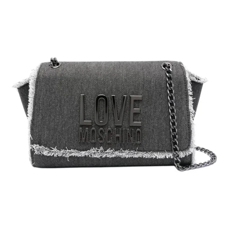 LOVE MOSCHINO Cotton Shoulder Bag, Crossbody Bag Women's Black & Gray-0