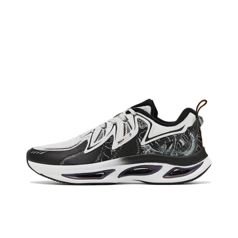 XTEP Cushioning Anti Slip And Wear Resistant Low Top Running Shoes Men's White Black-0
