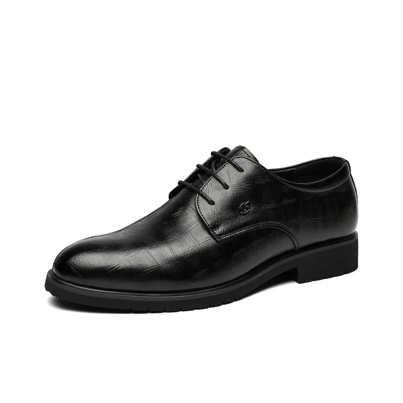 KAISER Large Foot Casual Leather Derby Shoes Men's Black-0