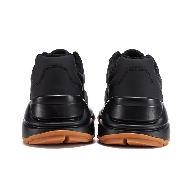 Pnj Anti Slip And Wear Resistant Height Increasing Low Top Chunky Sneakers Unisex Black-3