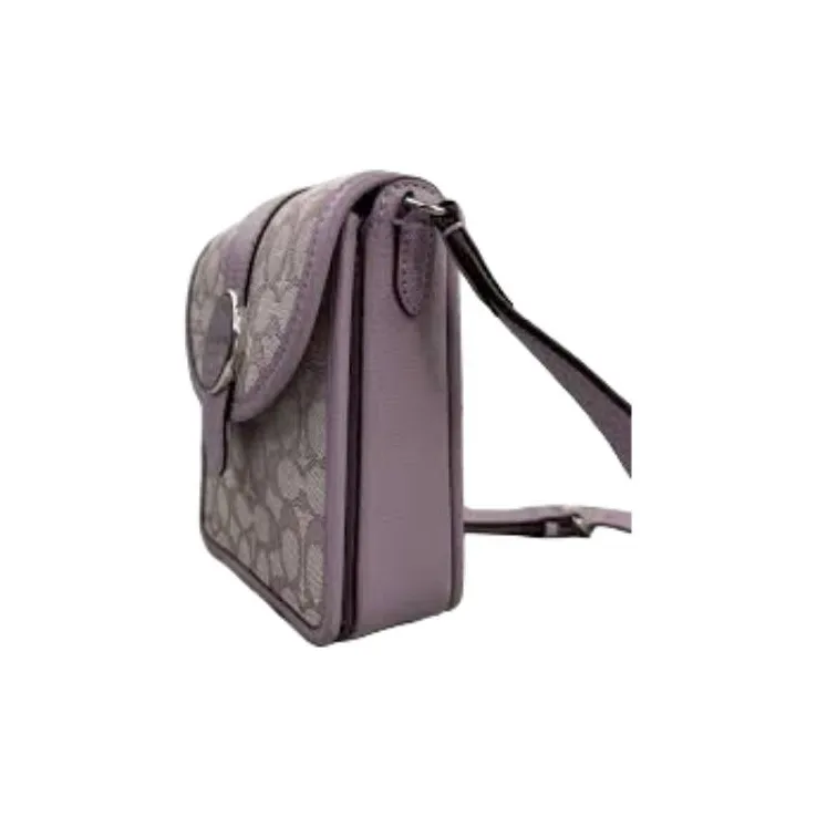 COACH Lonnie Fabric With Cow Leather Shoulder Bag, Crossbody Bag Women's Lilac Purple-3