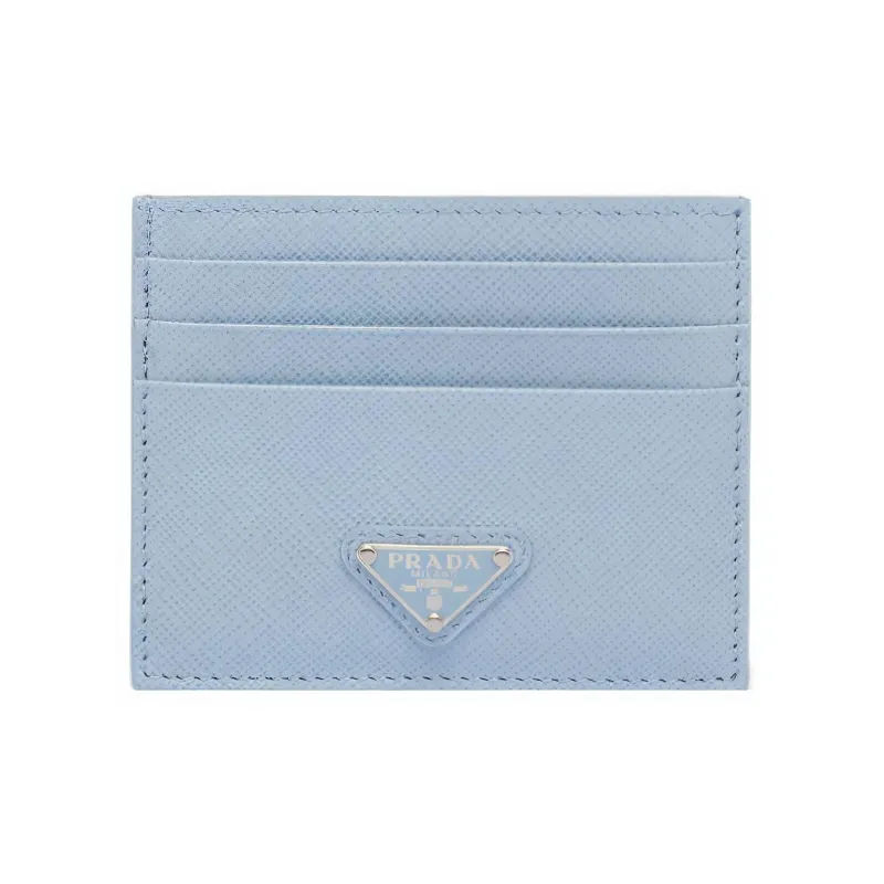 PRADA Saffiano Leather Card Holder Women's Light Blue-0