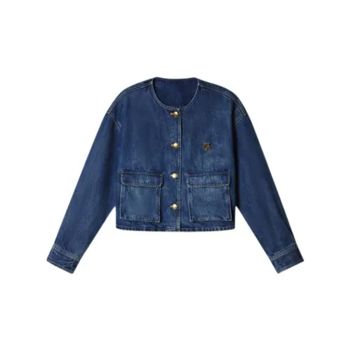 PSALTER Denim Jackets Women's Aqua Blue