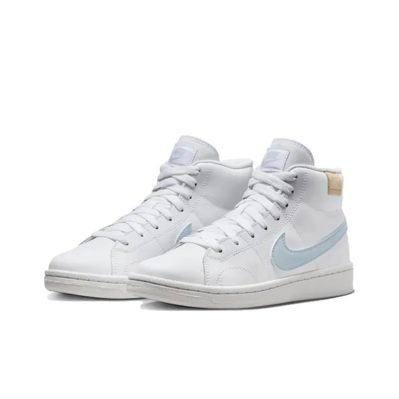 Nike Court Royale Wear resistant And Lightweight Mid Top Skateboard Shoes GS White-2
