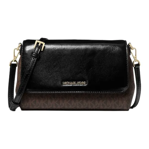 MICHAEL KORS Jet Set Canvas With Patent Leather Shoulder Bag Crossbody Bag Medium Size Women's Black