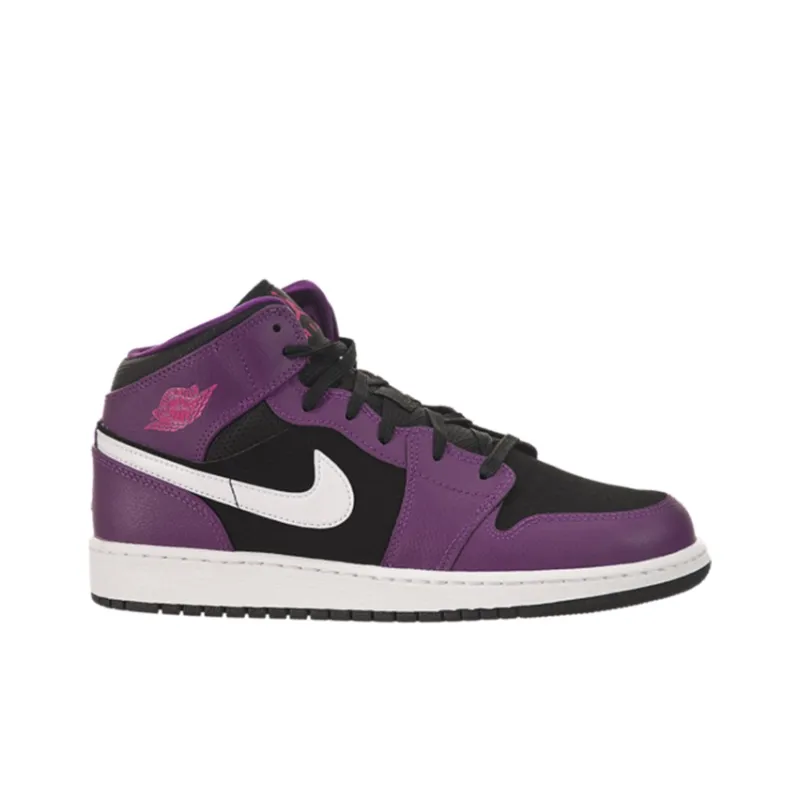 Jordan Air Jordan 1 Cushioning Anti-Slip And Wear-Resistant Mid-Top Vintage Basketball Shoes GS Black White-1