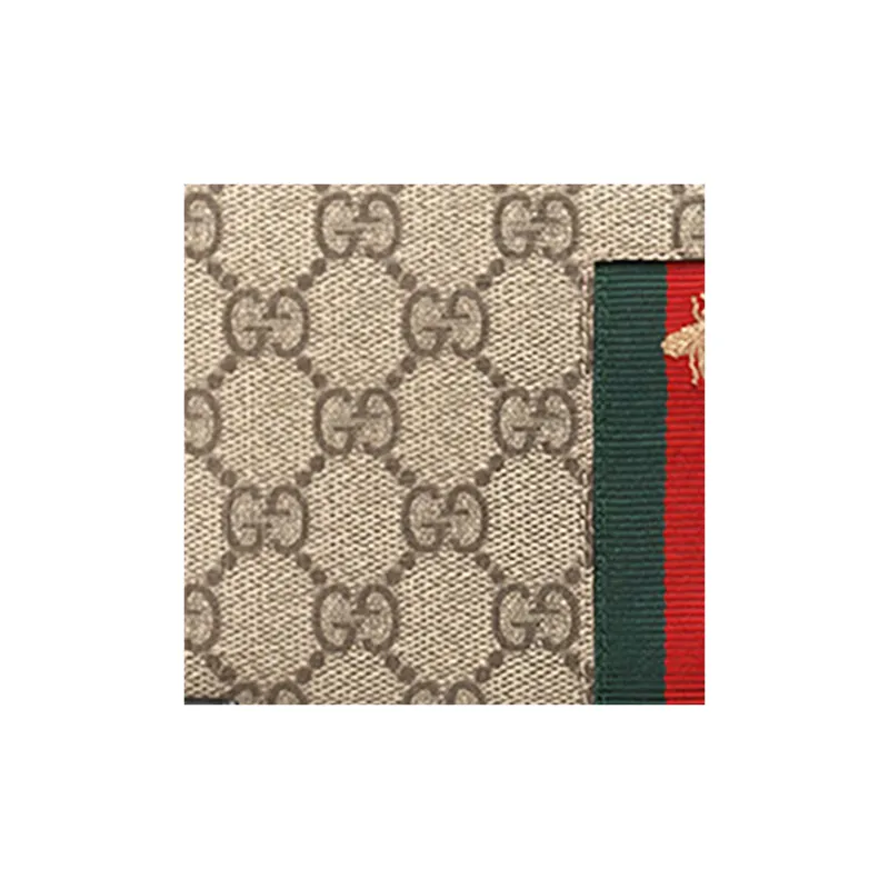 GUCCI Canvas With Leather Wallet Men's Beige/Ebony-4