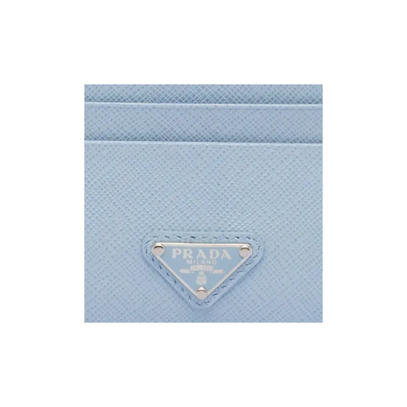 PRADA Saffiano Leather Card Holder Women's Light Blue-3