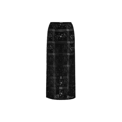 With Jean Casual Long Skirts Women's Black