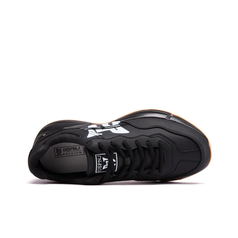 Pnj Anti Slip And Wear Resistant Height Increasing Low Top Chunky Sneakers Unisex Black-2