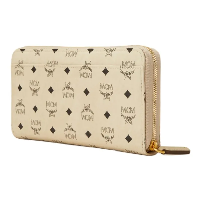 MCM Visetos Canvas With Nappa Leather Wallet Tubas Men's Beige & Black-1