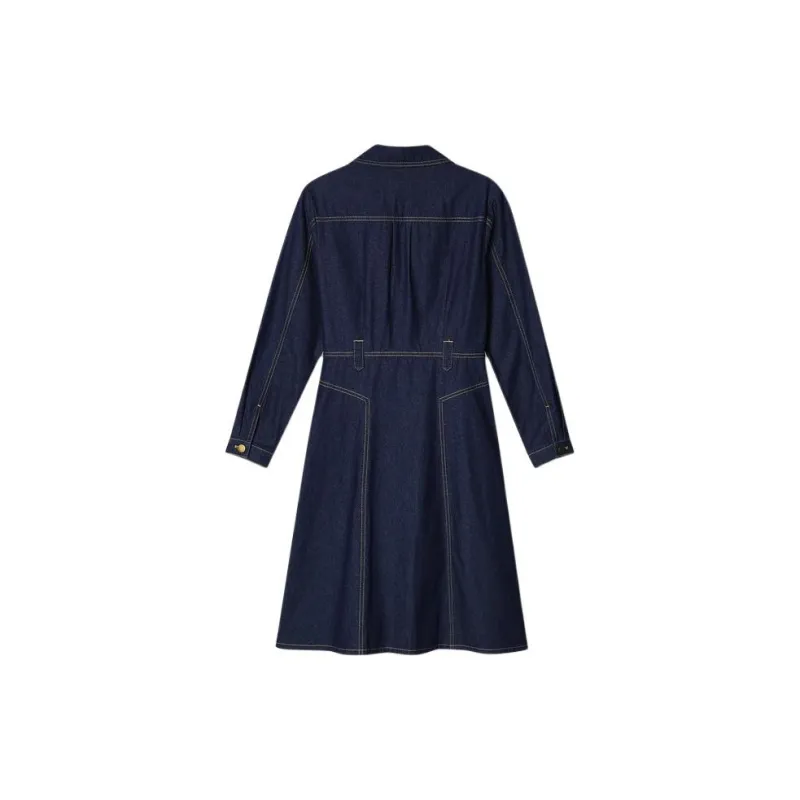 PSALTER Long Sleeved Dress Women's Deep Sea Blue-1