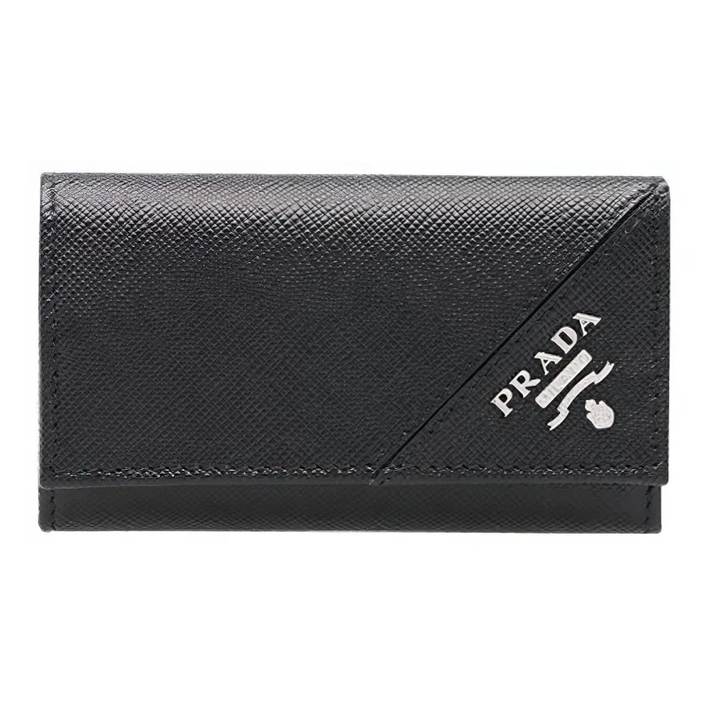 PRADA Cow Leather Key Pouch Regular Unisex Black-0