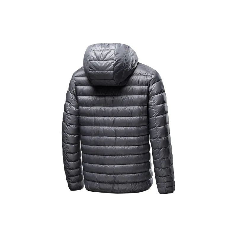 JEANSWEST Loose Fit Solid Color Versatile Commute Zip Closure Long Sleeved Hooded Lightweight Thermal Winter Men's-3