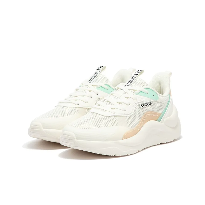 361° Anti Slip Wear Resistant Low Top Casual Shoes Women's White Cyan-2