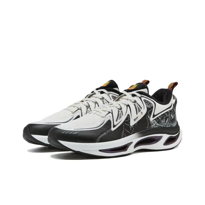 XTEP Cushioning Anti Slip And Wear Resistant Low Top Running Shoes Men's White Black-1