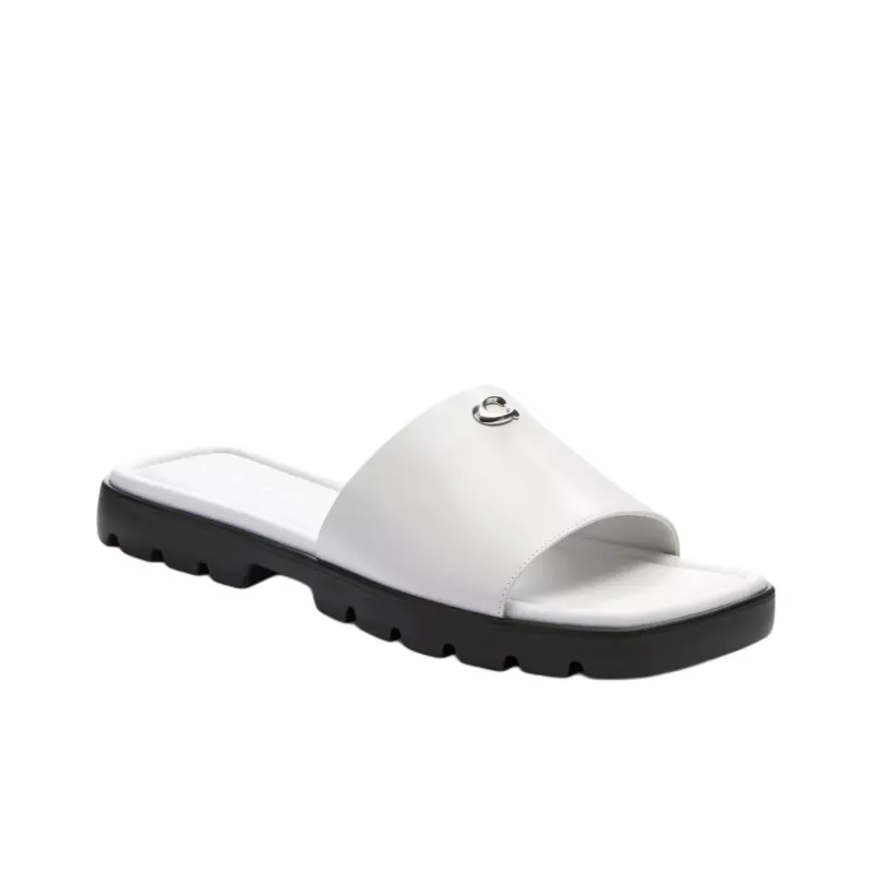 COACH Slide Slippers 0.5cm Women's White-2