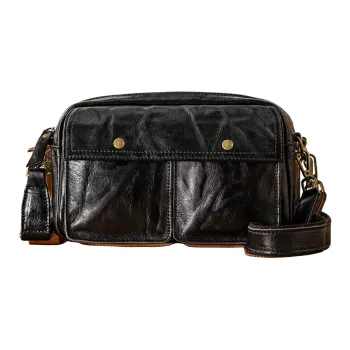 Back Step Cow Leather Shoulder Bag Regular Unisex Black/Coffee/Light Brown