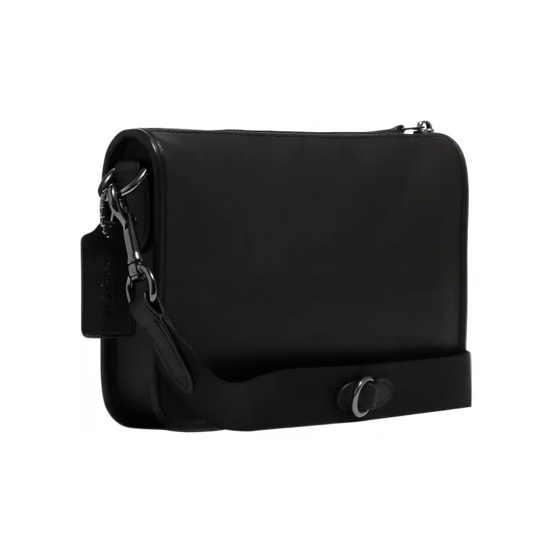 COACH Heritage Cow Leather 3 in 1 Multifunction Shoulder Bag, Crossbody Bag Medium Size Men's Black-1
