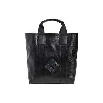 MCM Canvas Tote Bag Shopping Bag Shoulder Bag Handbag Large Size Men's Black