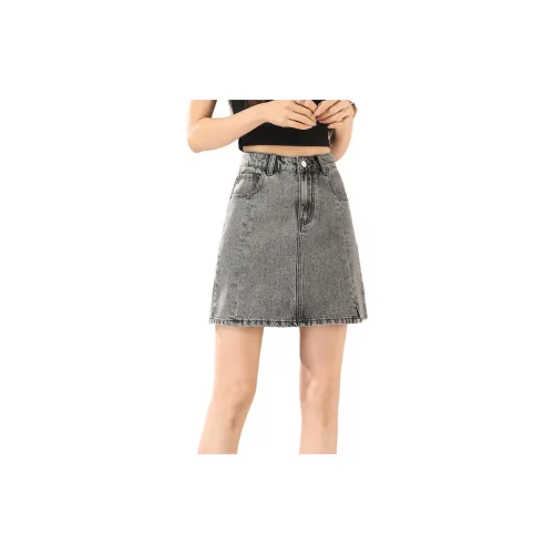 Tonlion Denim Short Skirts Women's Black Gray