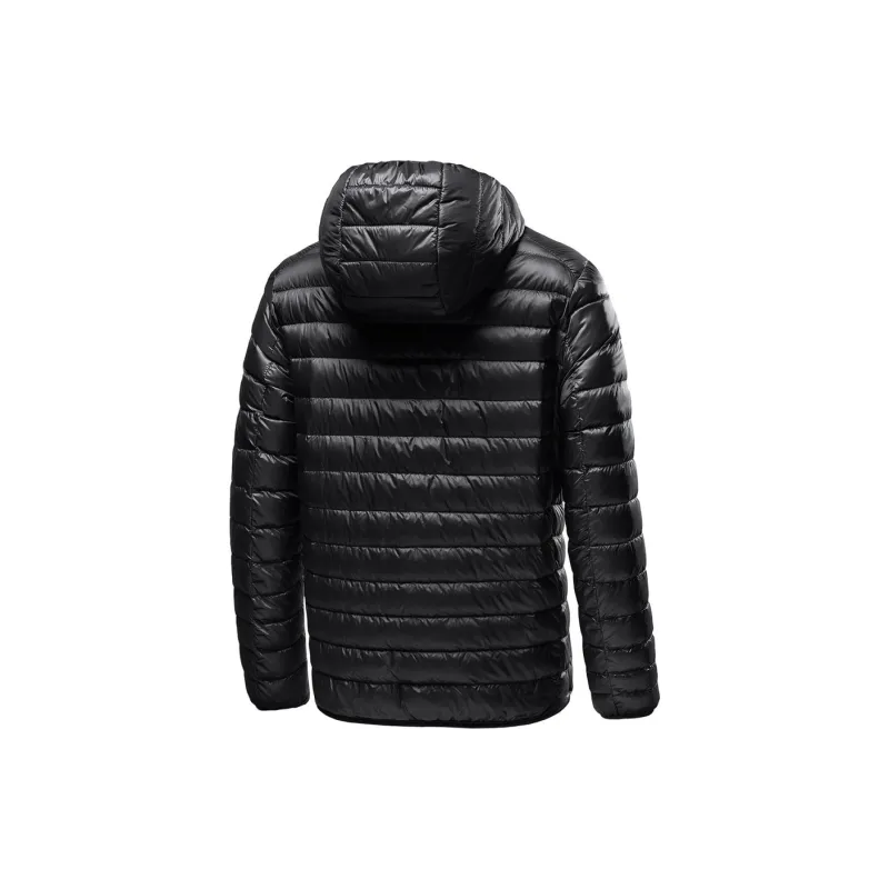 JEANSWEST Loose Fit Solid Color Versatile Commute Zip Closure Long Sleeved Hooded Lightweight Thermal Winter Men's-1