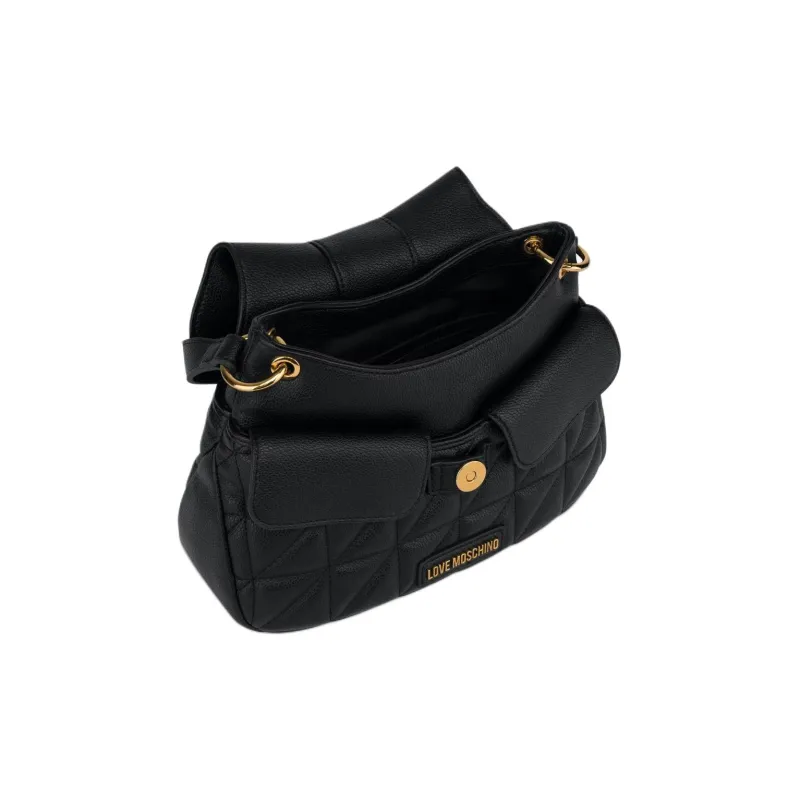 LOVE MOSCHINO Polyurethane Hobo Bag, Shoulder Bag, Crossbody Bag, Handbag Women's Black-2