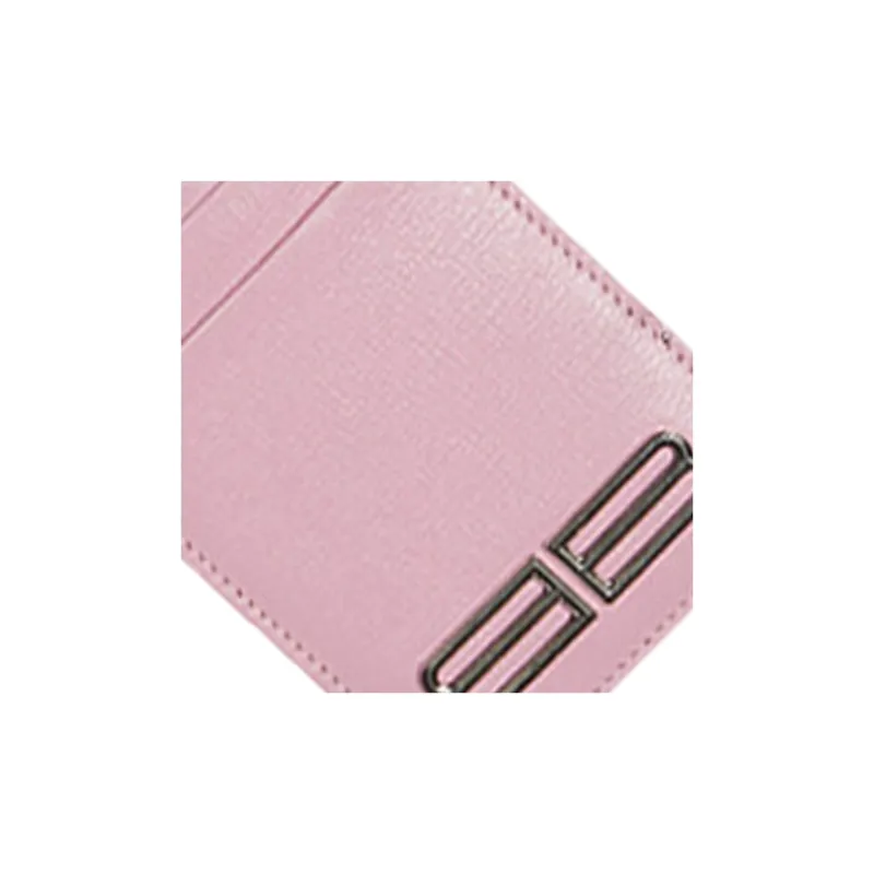Balenciaga Gossip Cow Leather Card Clip Card Holder Women's Light Pink-3