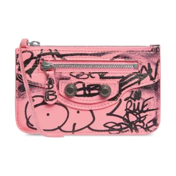 Balenciaga Le Cagole Lambskin Wallet, Card Holder Women's Pink