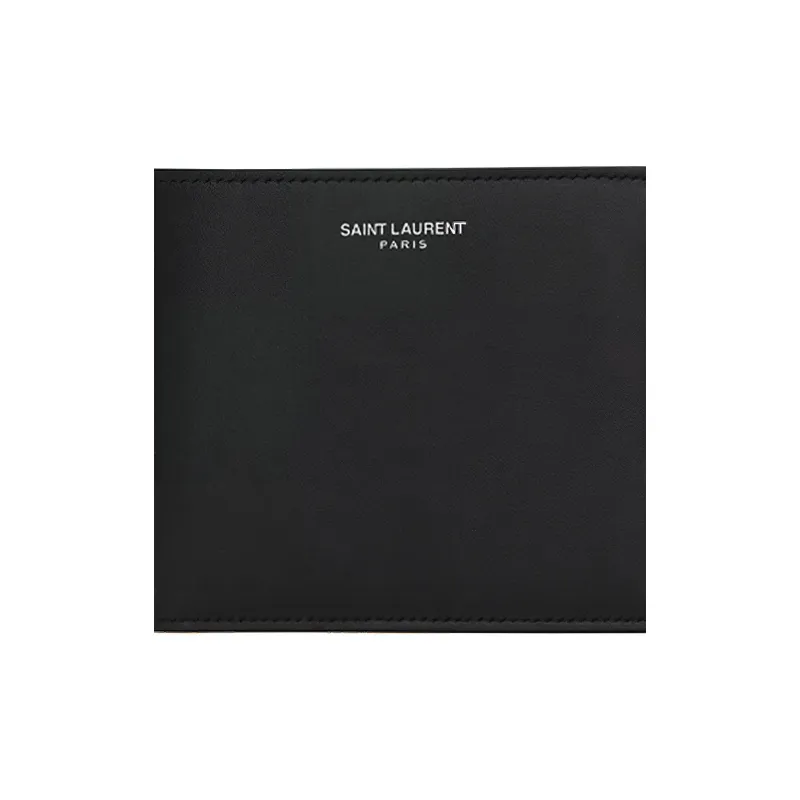 SAINT LAURENT Smooth Leather Wallet Men's Black-4