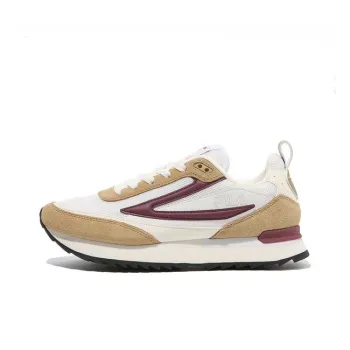 FILA Cushioning Low Top Running Shoes Women's White Brown Korean Style