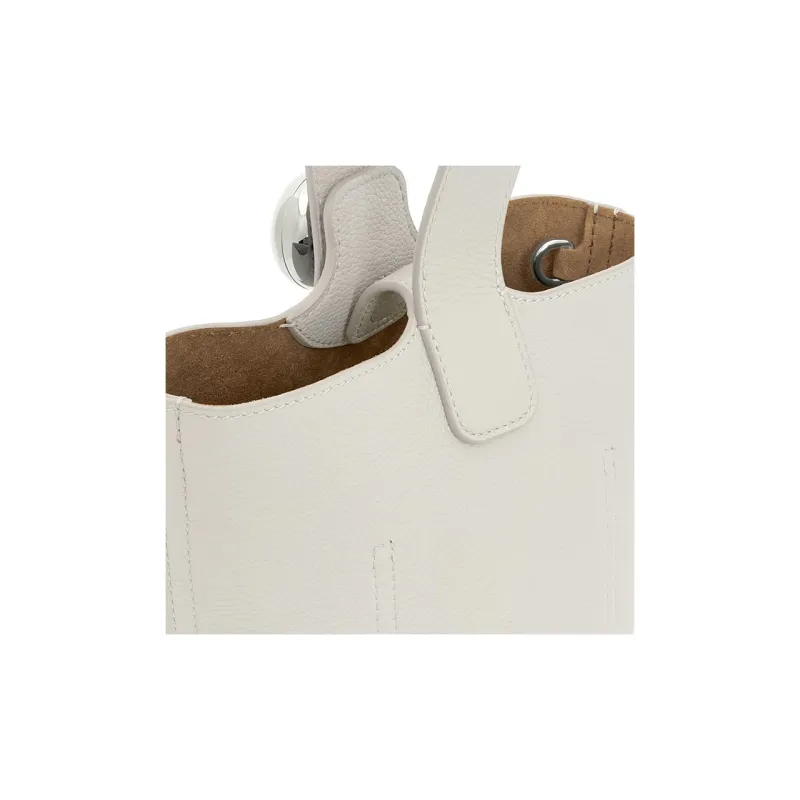 LOEWE Bucket Series Soft Grain Cow Leather Bucket Bag, Shoulder Bag, Crossbody Bag, Handbag Mini Women's White-7
