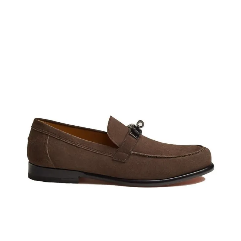 HERMES Destin Mokasin Shoes Men's Ebony Brown-1