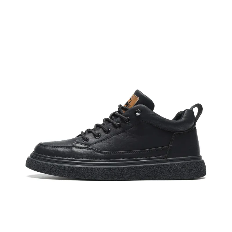 HLA Men's Casual Shoes Men Mid Top Black/Brown-16