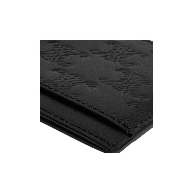 CELINE Triomphe Cow Leather Card Holder Men's Black-3