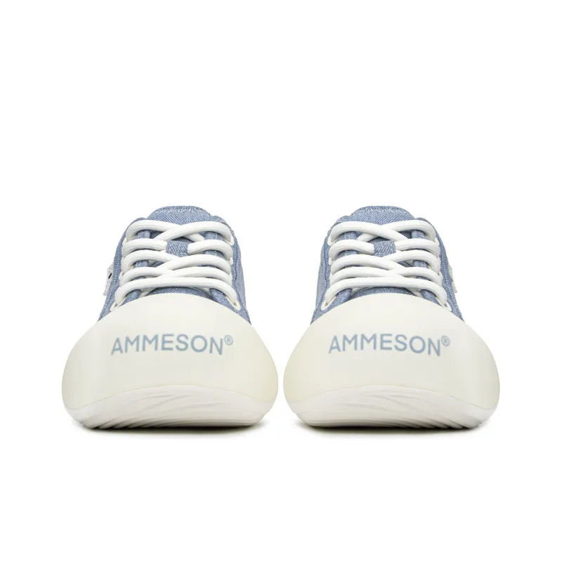 AMMESON Anti Slip Wear Resistant Low Top Skateboard Shoes Women's Blue White-3